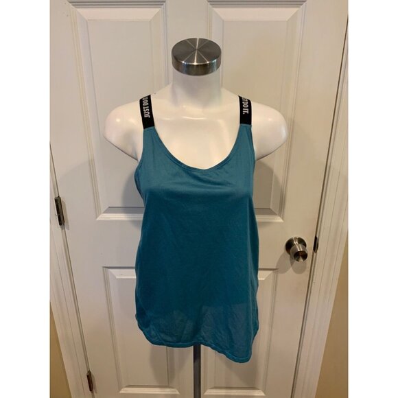 Nike Blue Criss-Cross Mesh Panel Workout Tank Top, Size Large - Picture 1 of 6